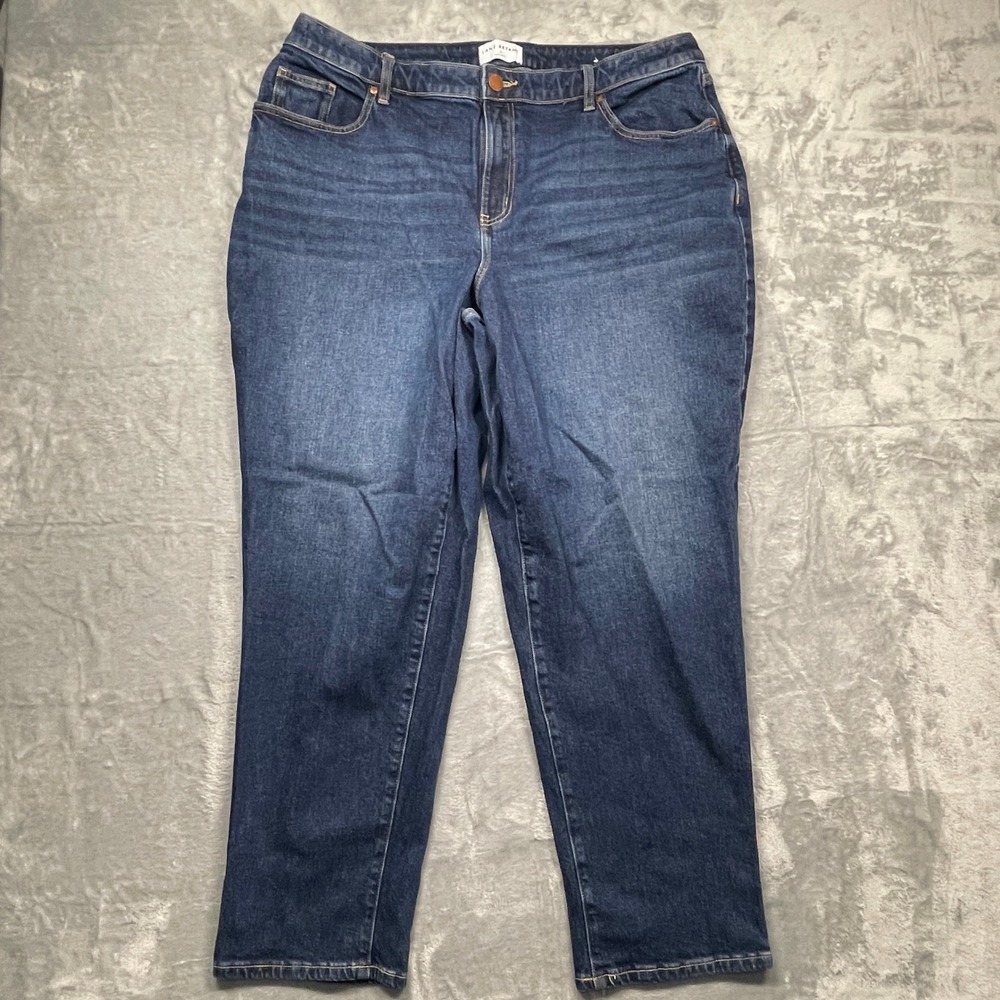 Lane Bryant Boyfriend Jeans Women‎ 18 Blue Mid Rise Dark Wash Stretch Relaxed